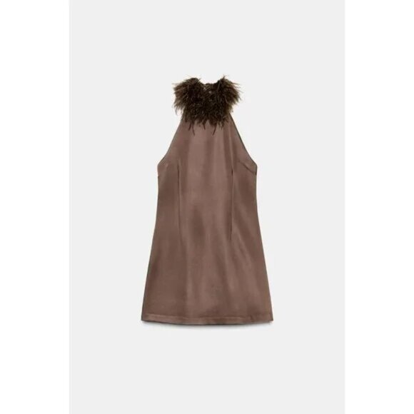ZARA FEATHER HALTER DRESS - Picture 9 of 10
